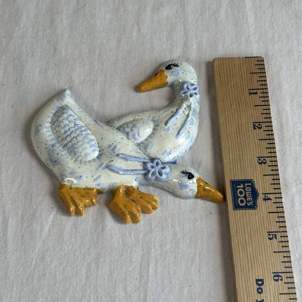 Vintage Country Blue Speckled Farmhouse Ceramic Duck/Geese Decor Handmade 80's - Picture 7 of 7